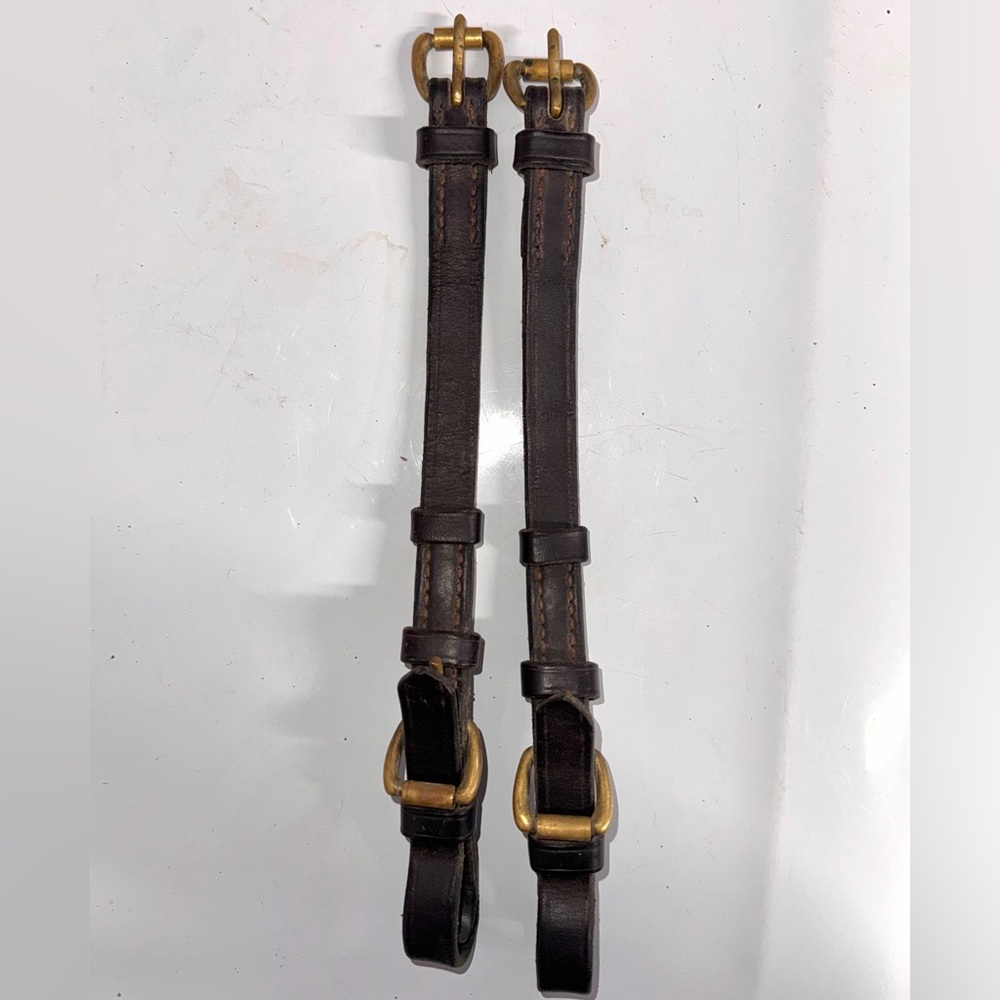 Amish made Cob size brown leather cheek piece pair for English bridles